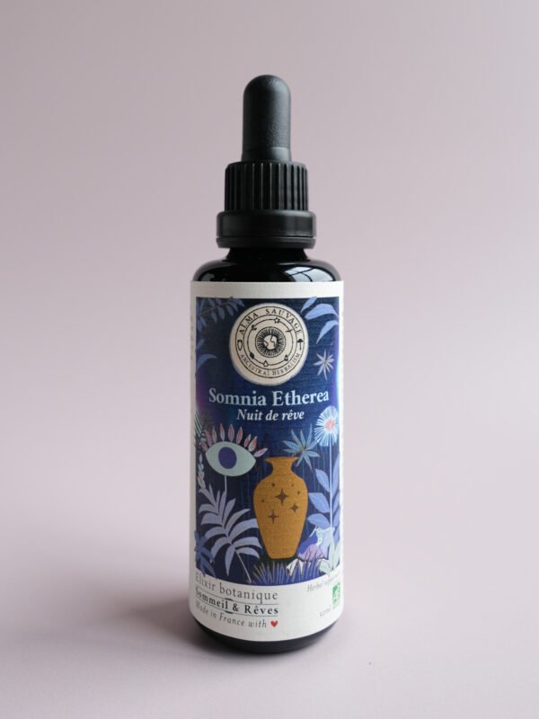 Elixir pour le sommeil et contre l'insomnie, pavot de Californie Eschscholzia californica passiflore Passiflora incarnata tulsi basilic sacré Ocimum tenuiflorum scutellaire Scutellaria lateriflora skullcap cedrón Aloysia citrodora verveine citronnelle toronjil Mélisse Melissa officinalis