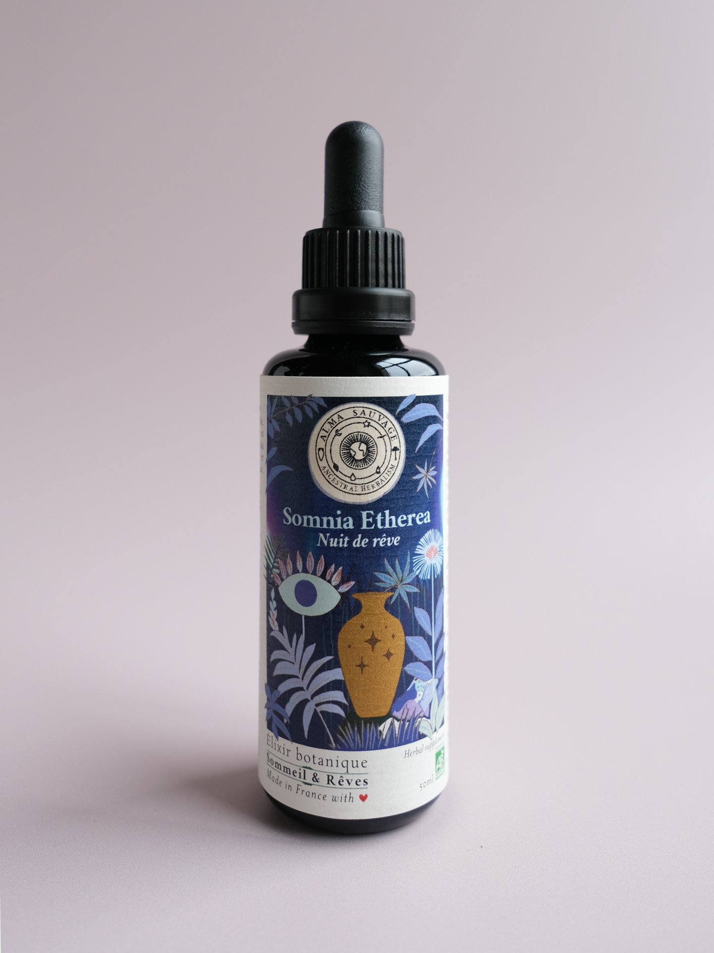 Elixir pour le sommeil et contre l'insomnie, pavot de Californie Eschscholzia californica passiflore Passiflora incarnata tulsi basilic sacré Ocimum tenuiflorum scutellaire Scutellaria lateriflora skullcap cedrón Aloysia citrodora verveine citronnelle toronjil Mélisse Melissa officinalis