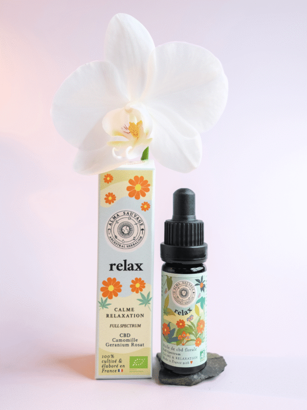 Relax Relax | Huile sublinguale CBD + Camomille + Geranium rosat • In & Out